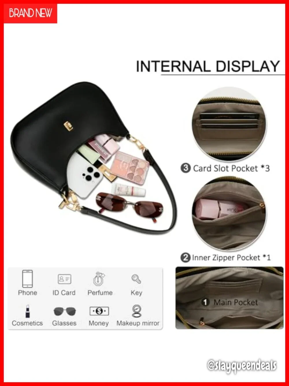 Vegan Leather Hobo Crossbody Bag with Zipper Closure